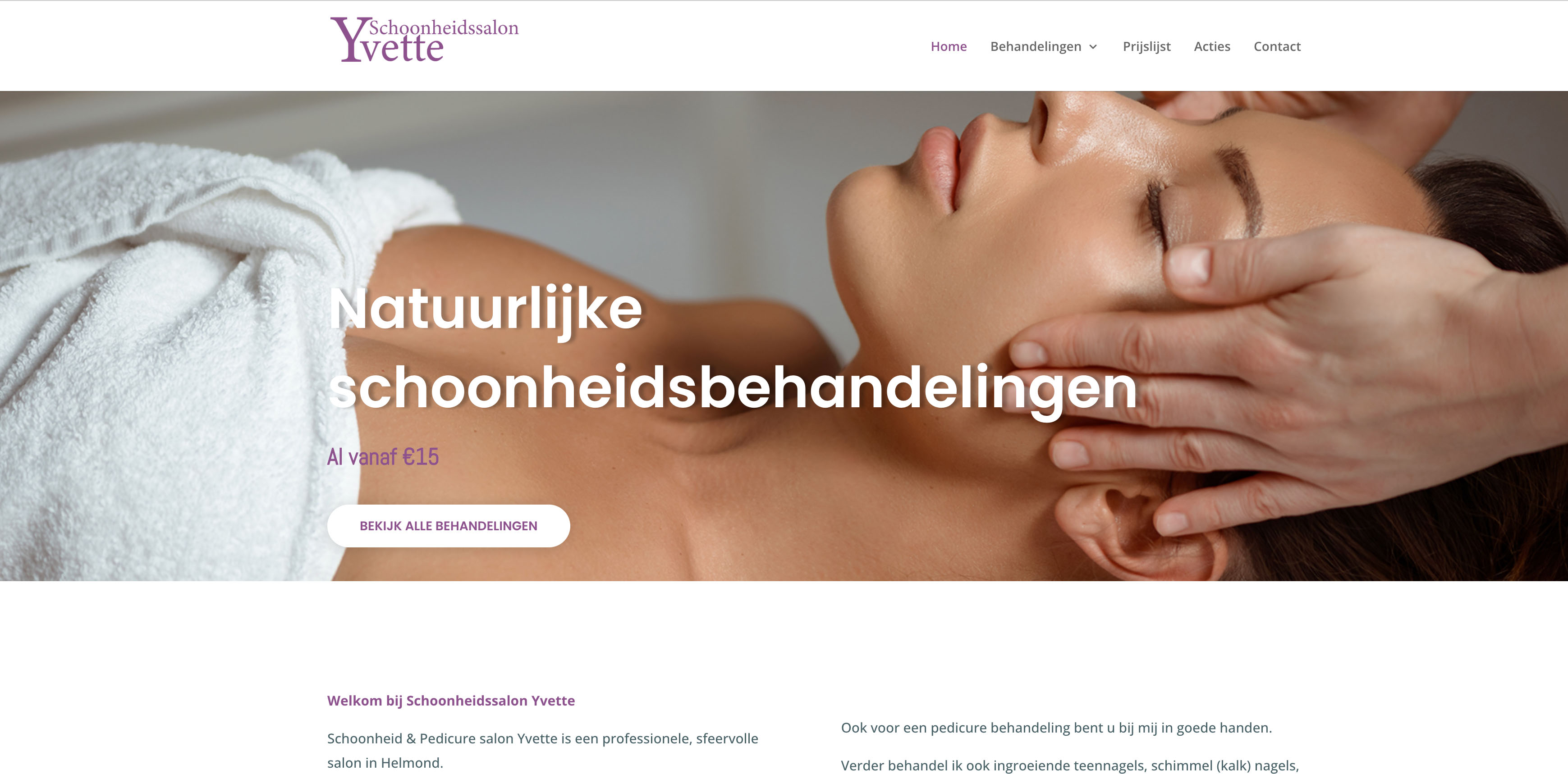 Schoonheidssalon Yvette website ontwerp door Thijs Design